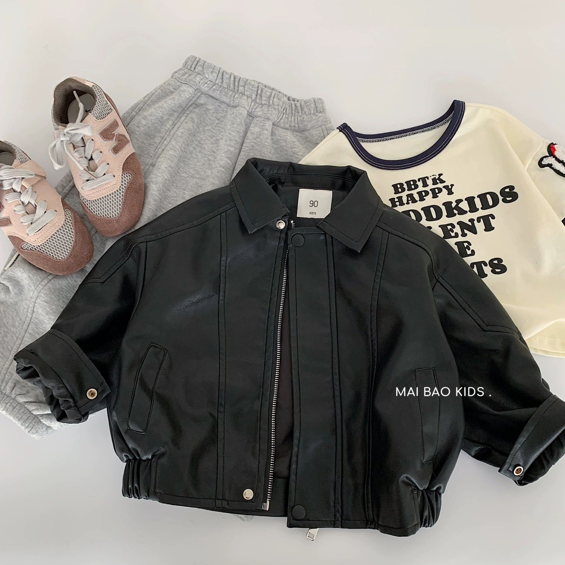Детская кожаная куртка Maibao, весна 2026, новая модель, стильная кожаная куртка для мальчиков и девочек, мотоциклетная куртка для мальчиков, оптом от производителя