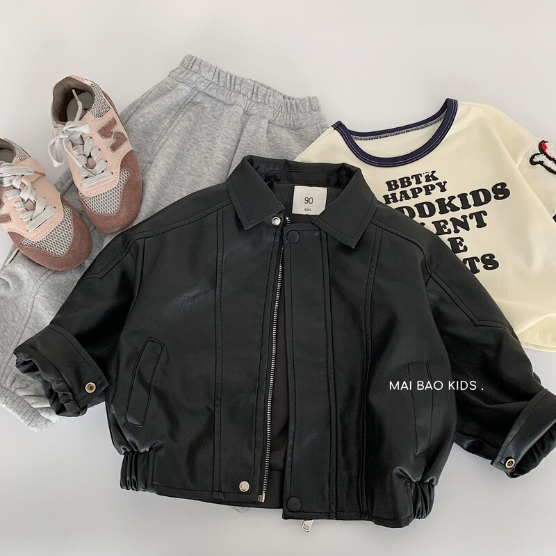 Mabao Children's Leather Jacket 2026 Autumn New Style Boys and Girls Stylish Leather Jacket Boys' Motorcycle Jacket Wholesale from Manufacturer Mabao Children's Leather Jacket 2026 Autumn New Style Boys and Girls Stylish Leather Jacket Boys' Motorcycle Jacket Wholesale from Manufacturer