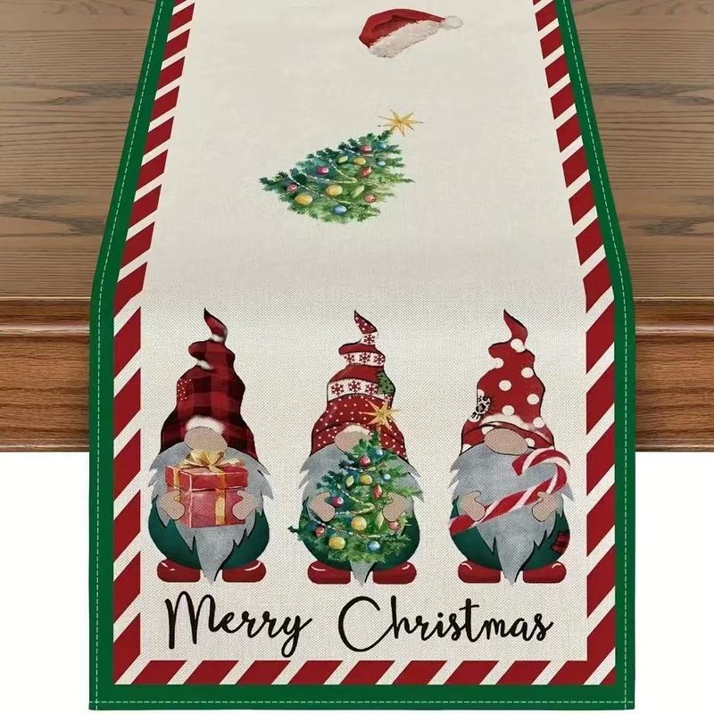 北欧クリスマスリビングルームテーブル装飾テーブルフラグファッションシンプルなヘラジカプリントリネン漫画クリスマステーブルフラグ卸売|undefined