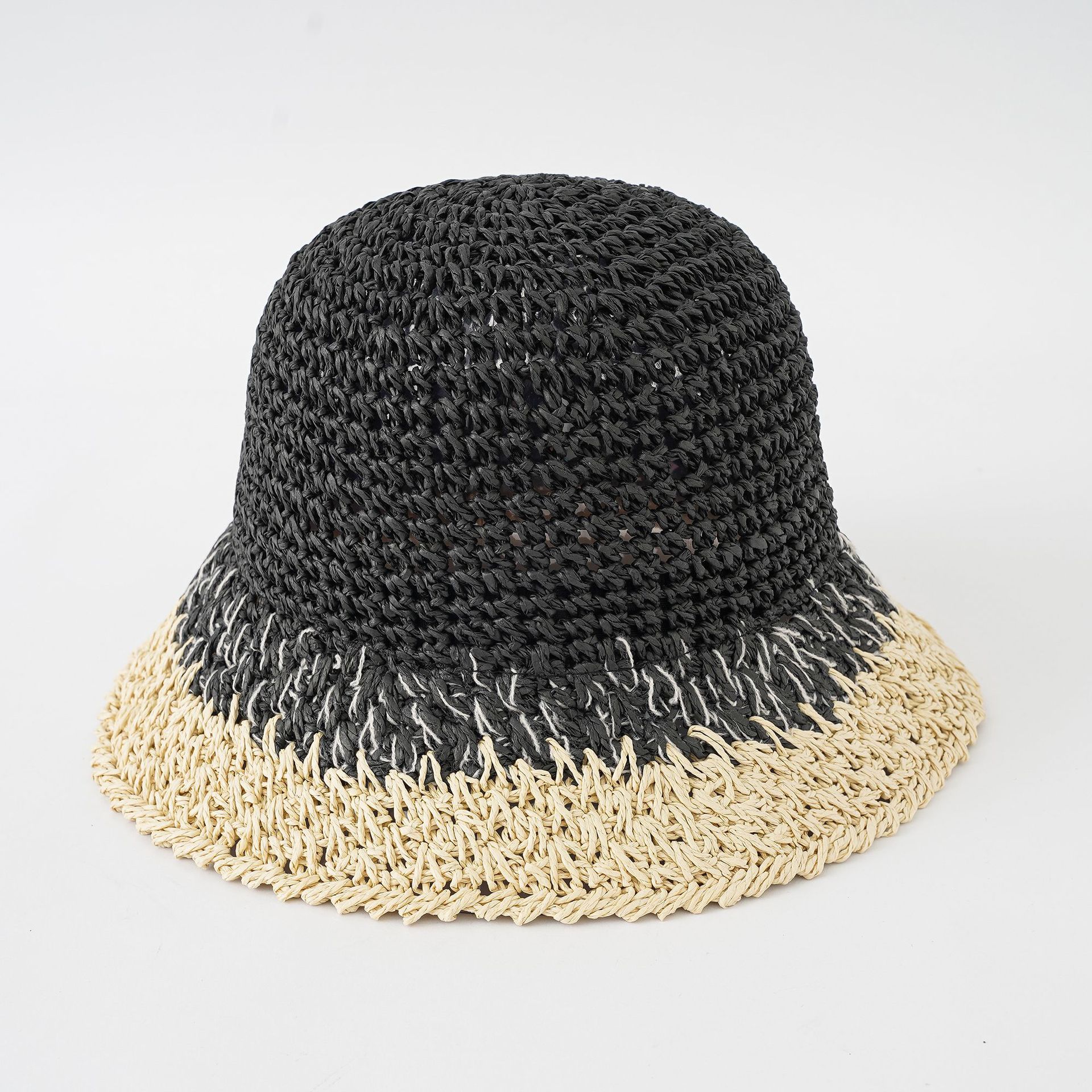 Sombrero de paja japonés viaje de verano de las mujeres protección solar sombra de sol playa pescador sombrero color a juego paja tejida transpirable