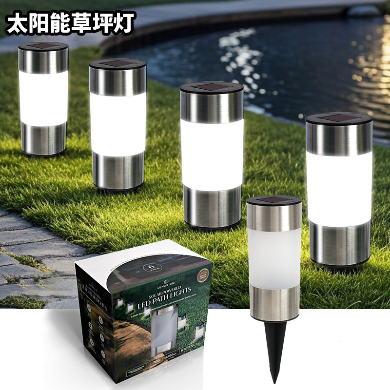 Cross-border solar courtyard floor insert light LED gun barrel garden decorative landscape light stainless steel waterproof lawn light Cross-border solar courtyard floor insert light LED gun barrel garden decorative landscape light stainless steel waterproof lawn light