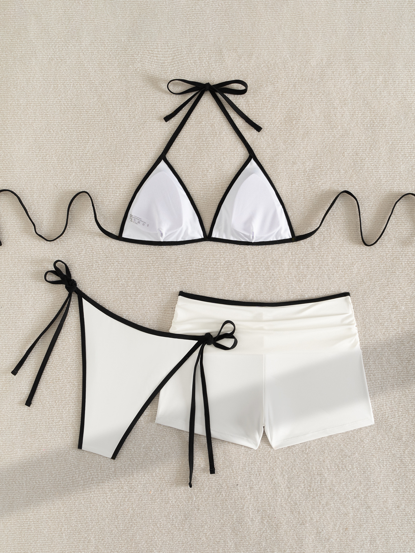 Women's Sexy Laced Three Piece Bikini Set Tight Fitting Cross Strap Swimsuit Regular Size Polyester Nylon Spring/Summer_voghion.com