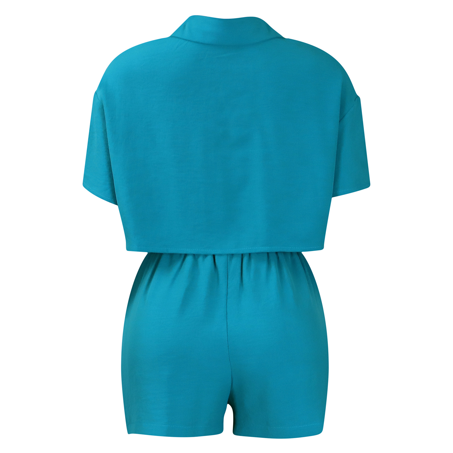 Women's Clothing summer new casual lapel short sleeved shirt shorts fashionable suit_mkmklike.com