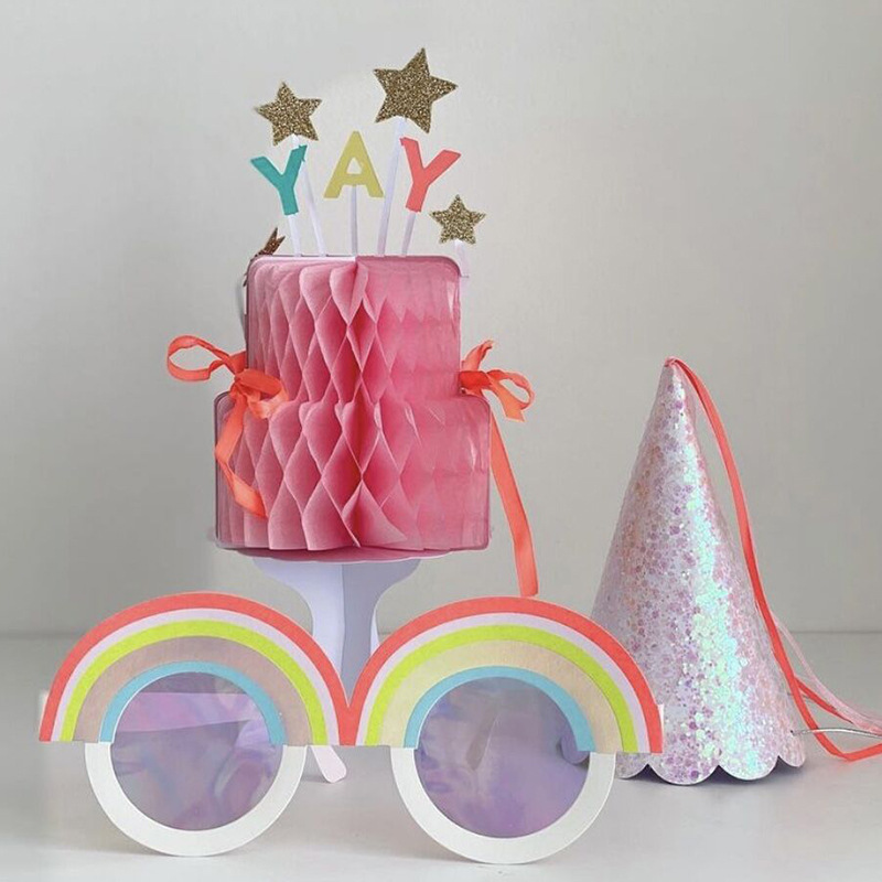 INS style red book new rainbow glasses baby age birthday creative strange photo props laser glasses