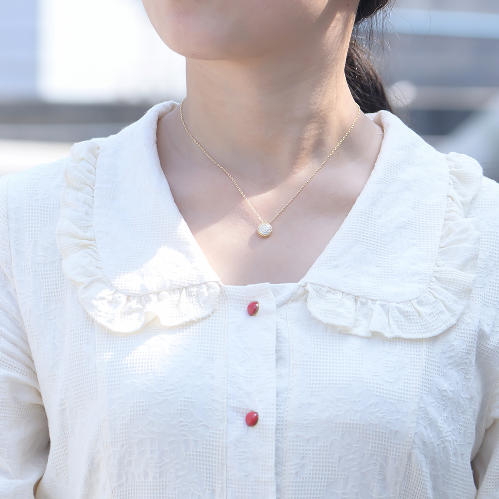 Estilo explosivo transfronterizo europeo y americano s925 plata esterlina circón colgante redondo collar moda femenina todo fósforo cadena de clavícula personalizada del fabricante