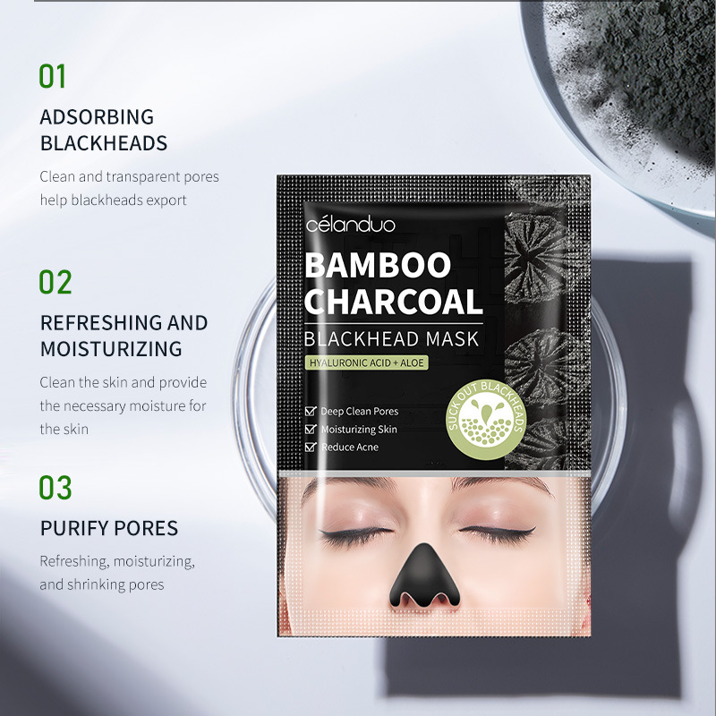 Transfronterizo carbón de bambú inglés máscara de cabeza negra máscara nasal desgarradora venta directa de fábrica image 4