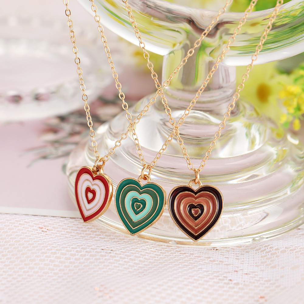 Cross-border New Creative Niche Colorful Jewelry Multi-layer Dripping Heart Necklace display picture 4