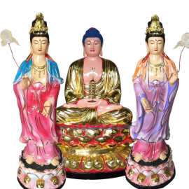 河南雕塑佛像厂家日光菩萨大图片 华严三圣佛像雕塑