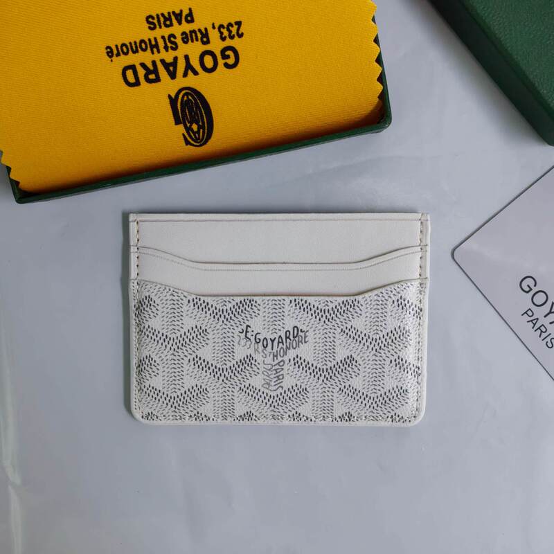 Goyard Card Holder Wallet Genuine Leather Card Case Dog Tooth Coin Purse Women's Portable
