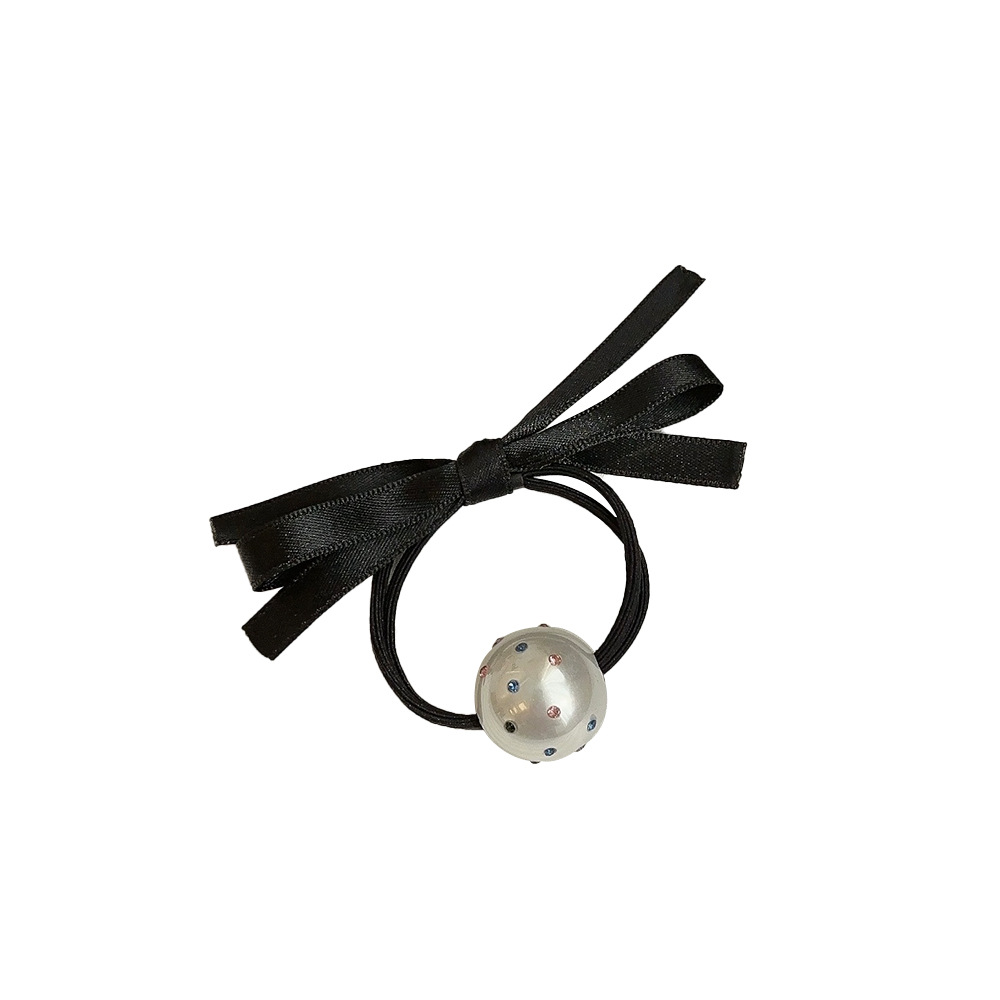 Nuevo diamante flash perla arco negro correa de goma color perforación alta cuerda de cabello elástica de moda anillo de cabello cuerda nueva adornamiento para el cabello