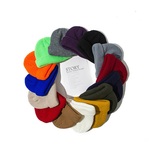 Foreign trade wool hat men's autumn and winter hip-hop fedora hat short style trendy brand large head circumference Korean-style warm knitted cold hat