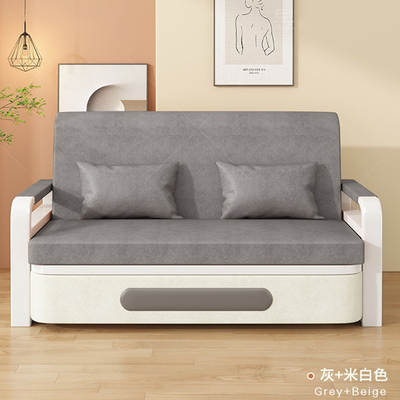 2024 New Internet Celebrity Double Retractable Bed Wooden Sofa Bed Folding Dual-use Balcony Multifunctional Bed Small Apartment Sofa