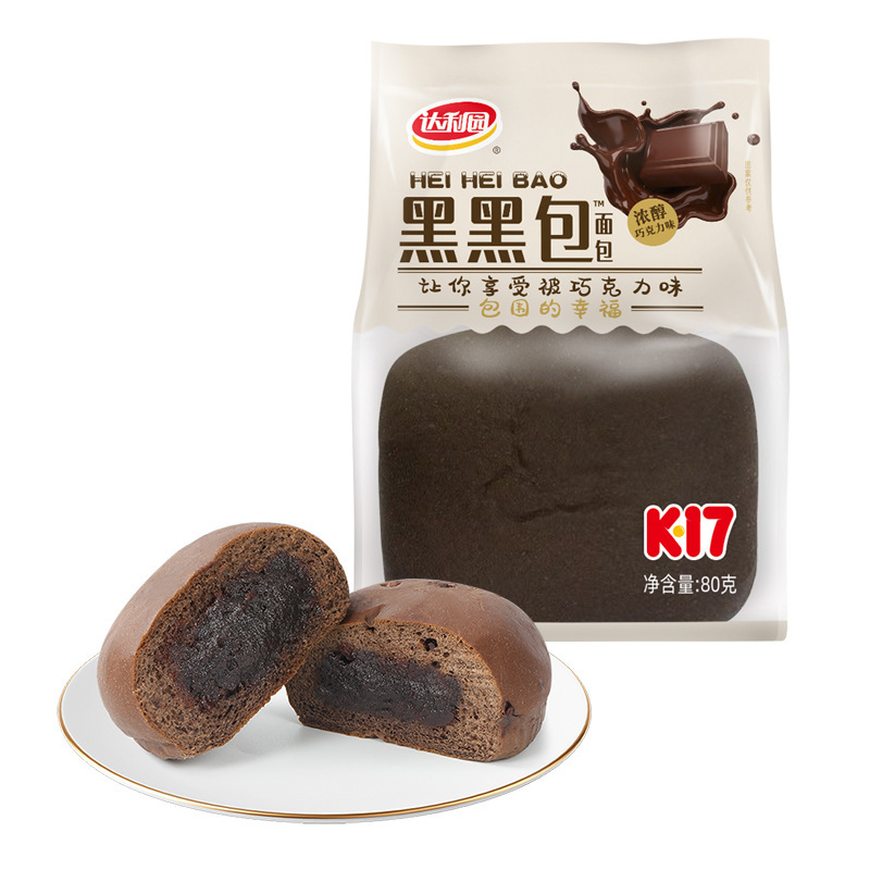 达利园黑黑包巧克力味面包早餐糕点休闲零食批发|undefined
