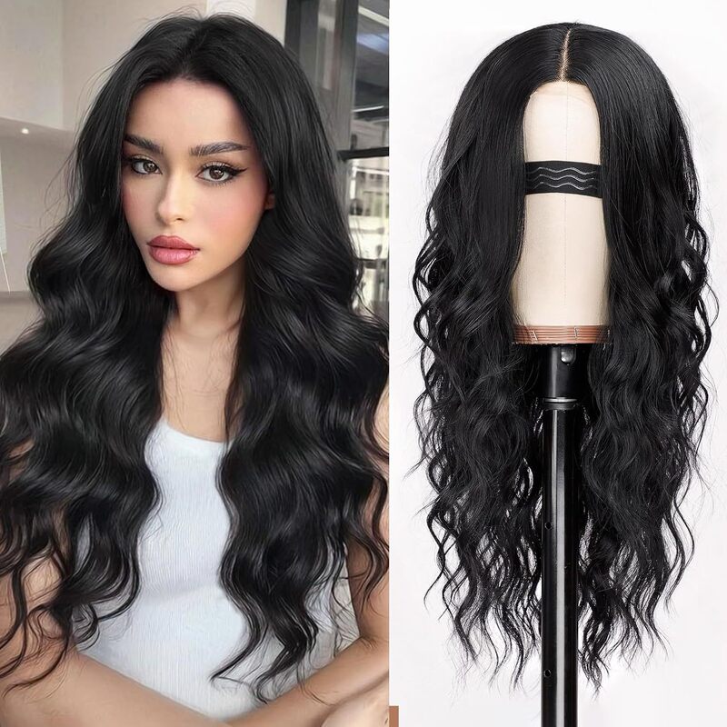 亚马逊热销小前蕾丝假发 棕色中分拧辫长卷发全头套 现货lace wig|undefined