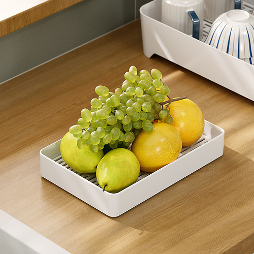 Drain tray home living room double-layer tray rectangular tea tray fruit tray creative plastic drain basket Amazon model