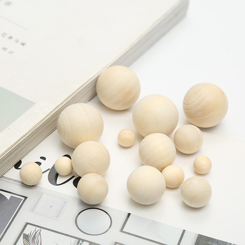 in stock wholesale 6-50mm solid wood ball log color wood beads diy jewelry wooden ball non-porous wood beads