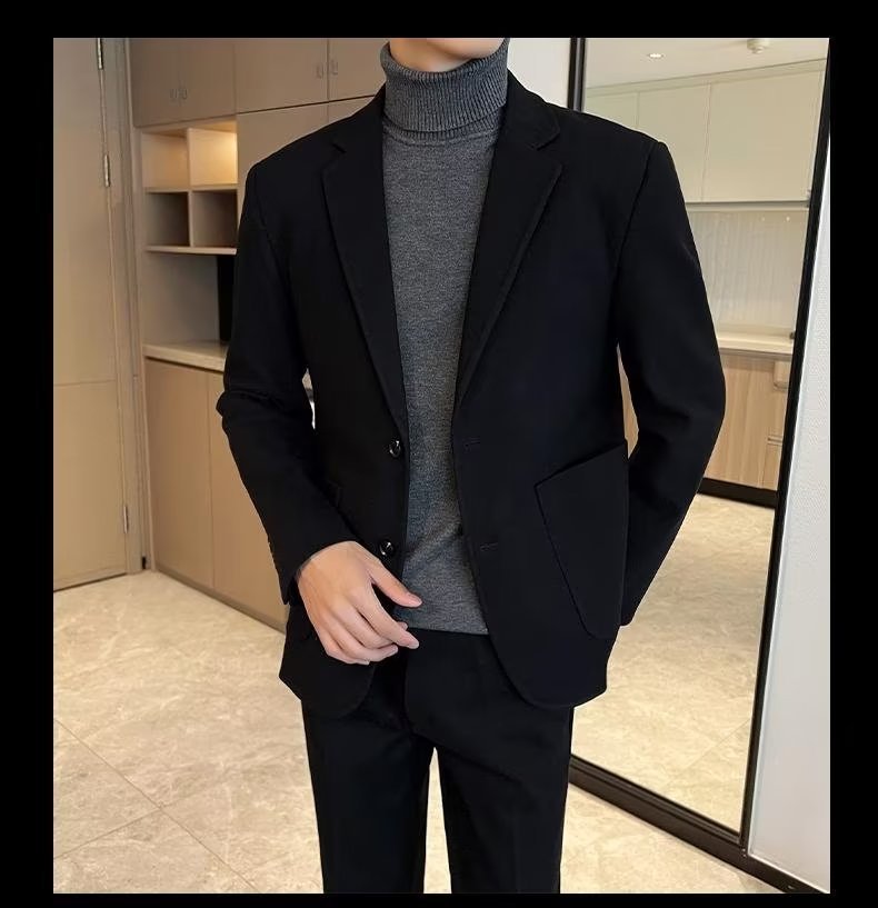 1 Blazer Men, Autumn And 2023 New Style, Mature Style Men's Casual Thick Woolen Suit For Winter_viptrois.com