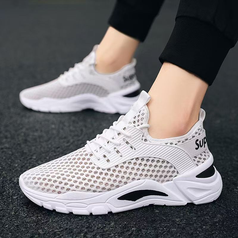 2025 nuevos zapatos de verano para hombres, transpirables y delgados, malla hueca de una sola malla, deportes para correr, zapatos de red casuales, zapatos de moda para hombres
