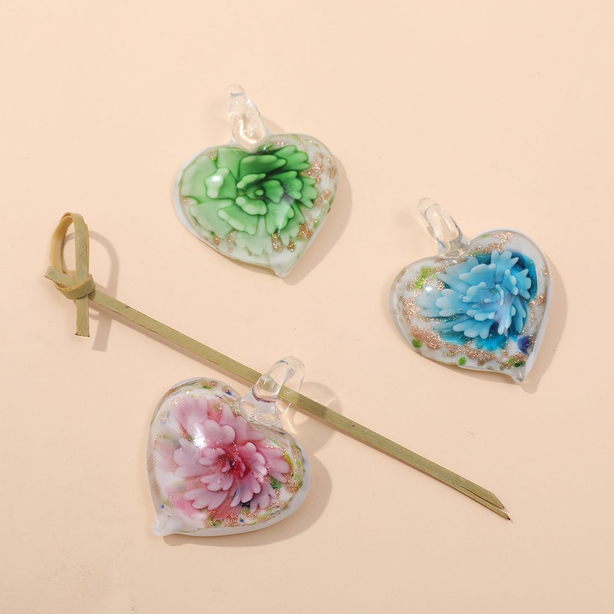 16g Weight Pendant Jewelry Making Type 36*47mm Jewelry Making Size DIY Jewelry Accessories Classification 1 Piece Quantity glass Material Heart Shape, Flower Pattern Simple Style Style 1 Piece 36*47mm Glass Heart Shape Flower Pendant 25