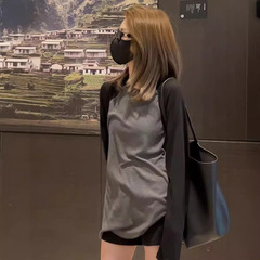 歐貨大版長袖t恤女插肩袖春秋季洋氣今年流行漂亮撞色寬鬆上衣服