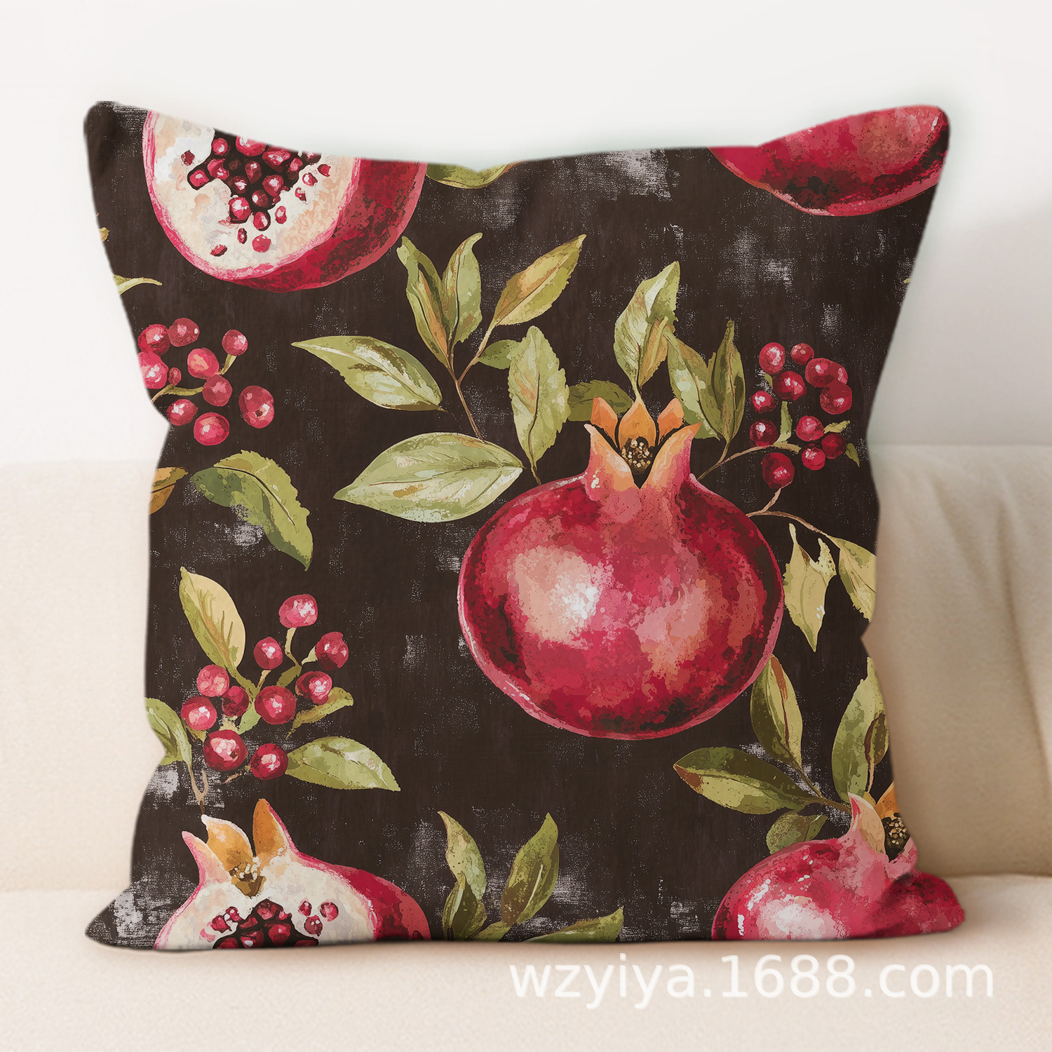 Frutas estampadas almohada acuarela moderna cuadrada sala de estar sofá dormitorio cabezal de cama almohada funda sin núcleo cojín