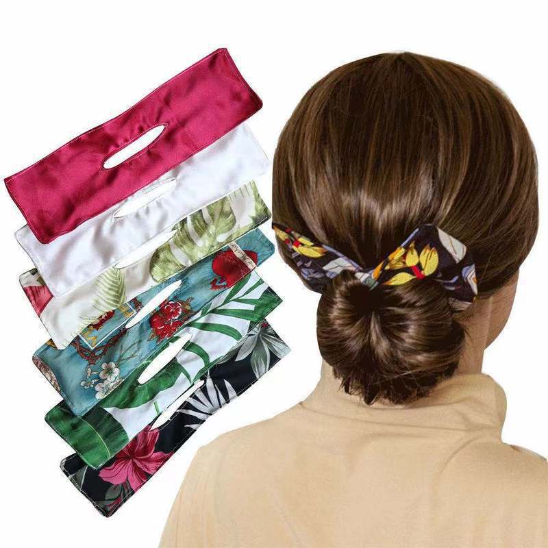 Korean-style Lazy Magic Hair Boiler Rotating Wire Bow Printed Curly Hair Bud Twisted Back Head Hair Band for Women