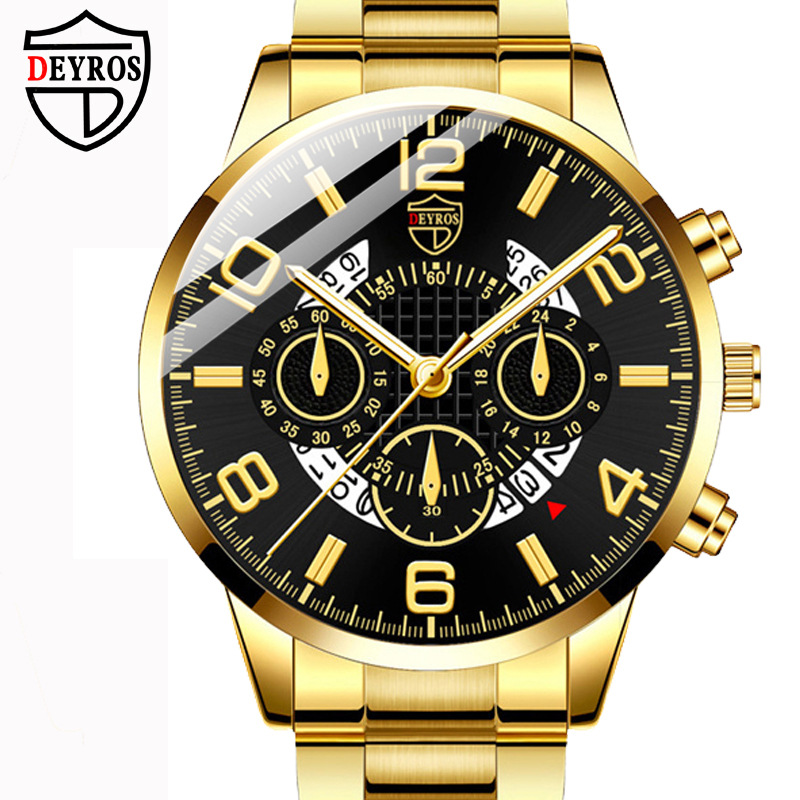 DEYROS brand Men's Watch cross-border popular fashion Men's Watch stainless steel quartz watch sports calendar watch