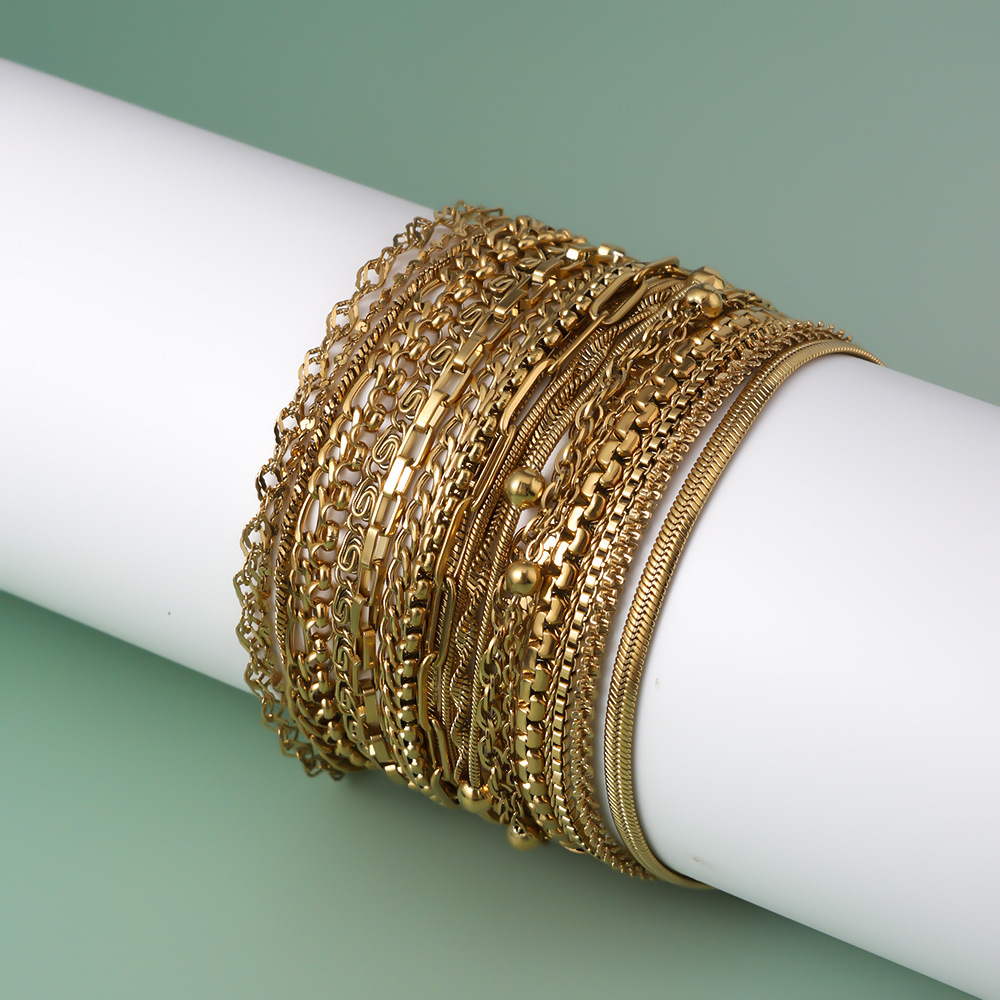 20g Weight 18K Gold Plated Plating Material Chain Bracelet Classification 304 Stainless Steel Chain Material cable chain, snake chain Chain Type 1 Piece Quantity Holiday, Daily Occasion 304 Stainless Steel Material Geometric Pattern Women's Gender Simple Style, Classic Style Style Plating Craft 18K Gold Plated Geometric 304 Stainless Steel Simple Style Classic Style Plating 304 Stainless Steel Chain Bracelet 3