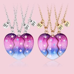 クロスボーダー子供用ネックレスシンプルなカラー星空合金滴油磁気吸引ペンダント親友三人鎖卸売り