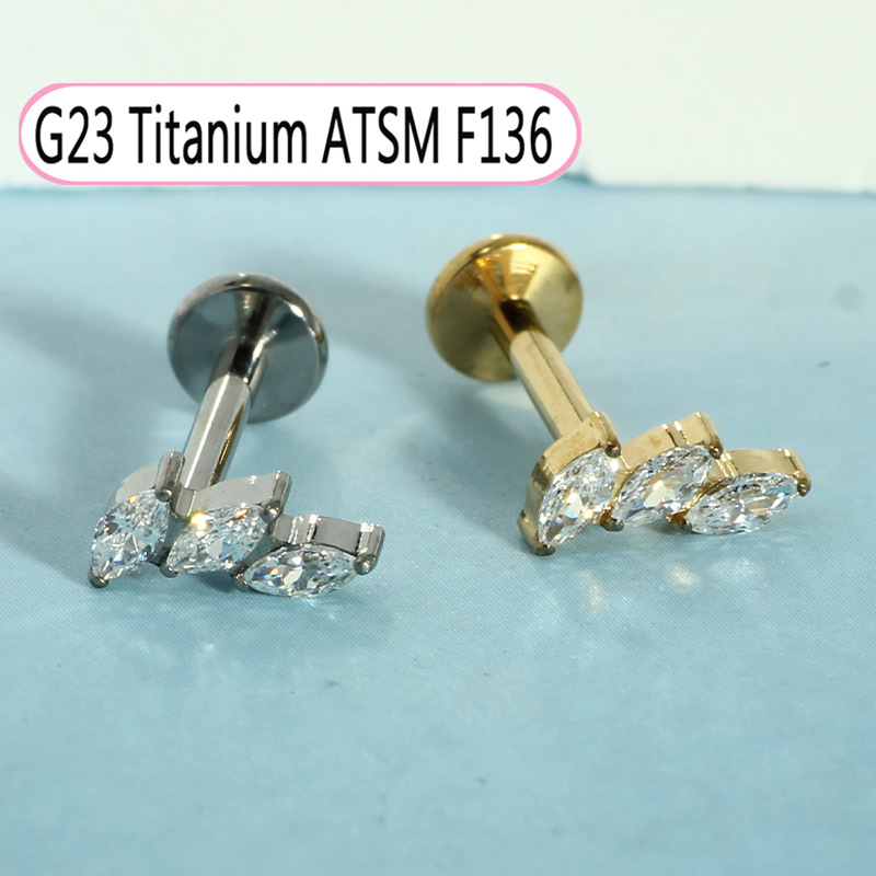 Labret piercing jewelry detail image