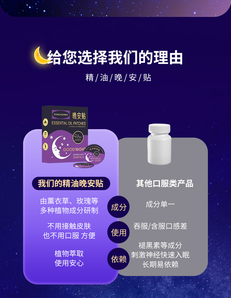 Dongyi Wanai Good Night Sleep Patch Plant Essential Oil Aromatic Patch 7 Patches Per Box in use