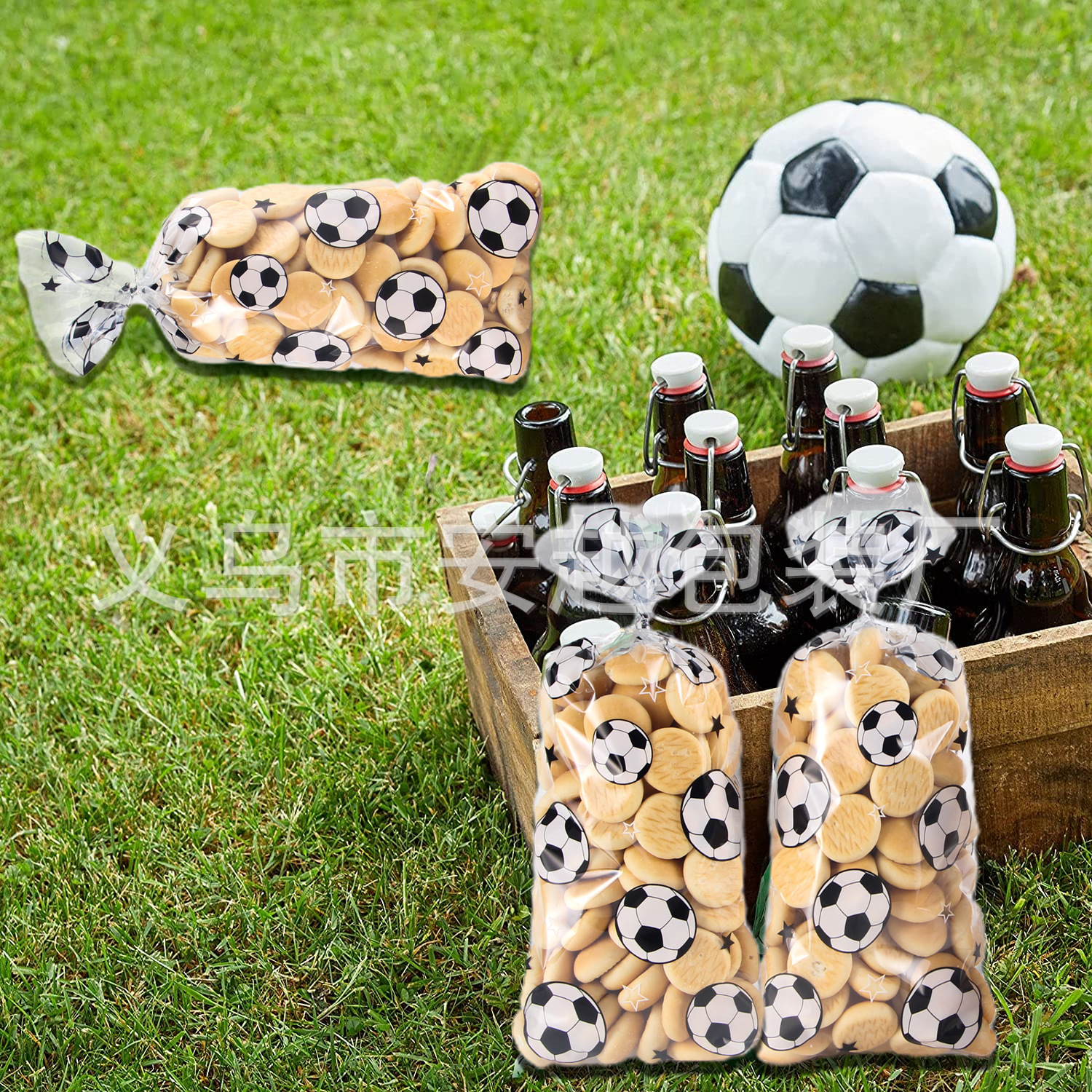 Nueva Copa del Mundo de fútbol Tema de cumpleaños bolsa de dulces de fútbol deportes OPP boca plana regalo de celofán bolsa de dulces