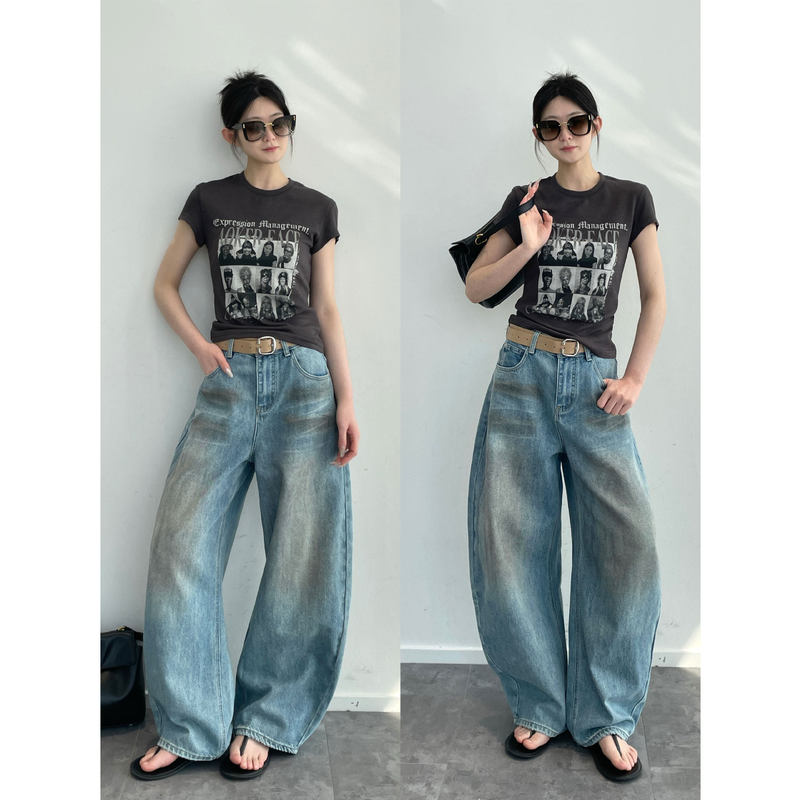 Nanyu 【High-End Replica】Vintage Hot Girl Skin-Friendly Slim Fit T-Shirt for Women Versatile Portrait Print Short Sleeve 2026 Spring