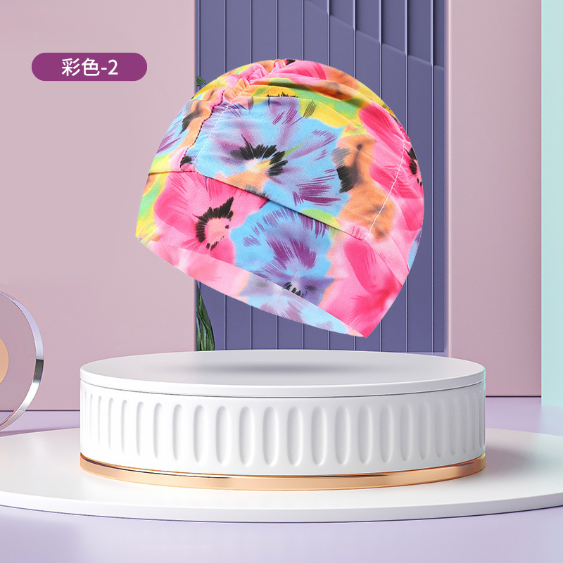 Sombrero de tela de natación adulto unisex cuidado del cabello protección del oído gorro de natación moda no-apriete cabeza plisada gorro de natación al por mayor