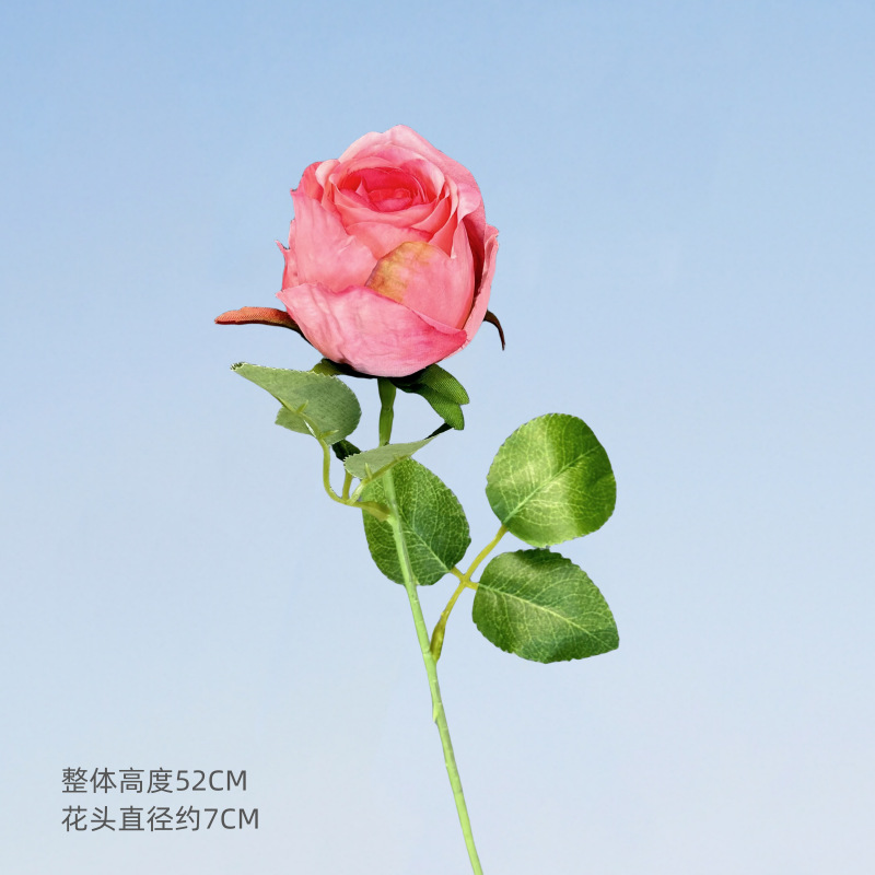 Flor artificial, rosa individual, pintura al óleo al horno, rosa retro, decoración de boda en el hogar, decoración, decoración de flores falsas al por mayor