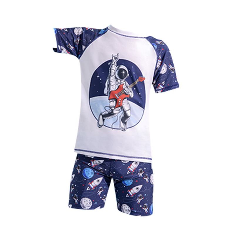 Nuevo traje de baño de verano para niños, conjunto de traje de baño conservador de secado rápido con dibujos animados de anime y gorro de natación adicional
