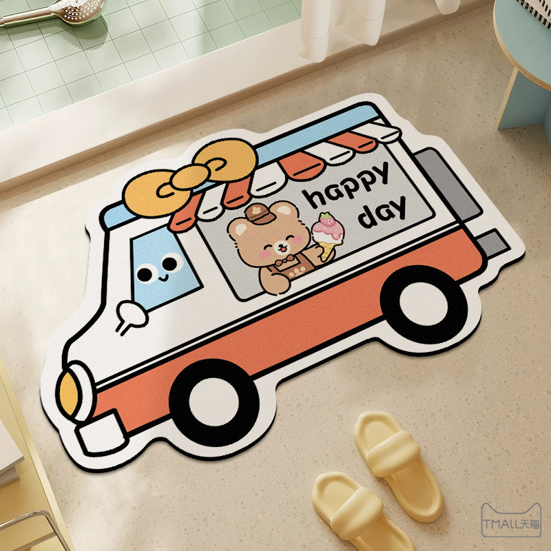Cartoon Shaped Car Floor Mats, Bathroom Decorative Floor Mats, Children's Room Living Room Floor Mats, Stain-Resistant and Easy-Care Floor Mats