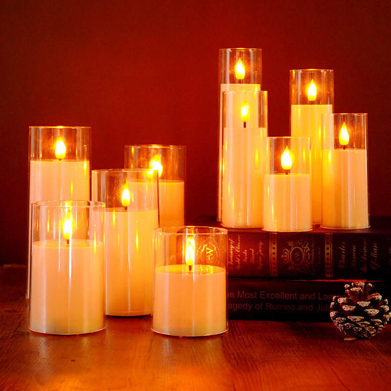 Cross-border acrylic candle light wick electronic candle wedding venue atmosphere layout decoration luminous ornaments