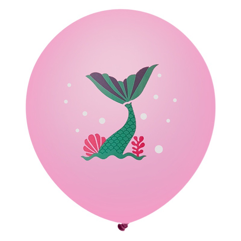 Transfronterizo nueva sirena de dibujos animados cola de pez Shell látex impreso globo viga cumpleaños atmósfera decorativa globo viga