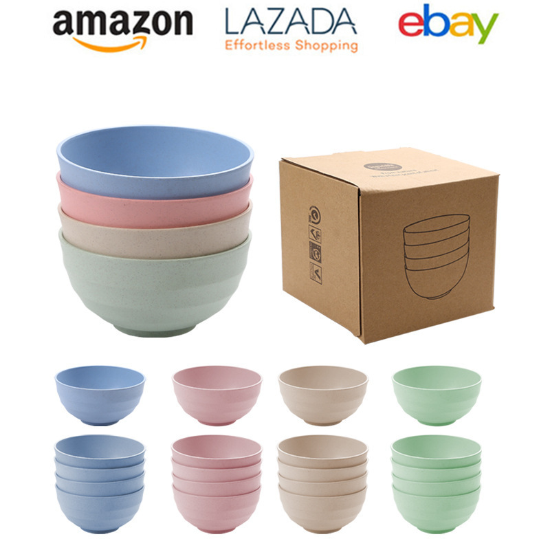 Wheat Straw 15cm Rice Bowl Household Deepening Recyclable Degradable Environmentally Friendly Tableware Soup Bowl Thick and Durable Wholesale