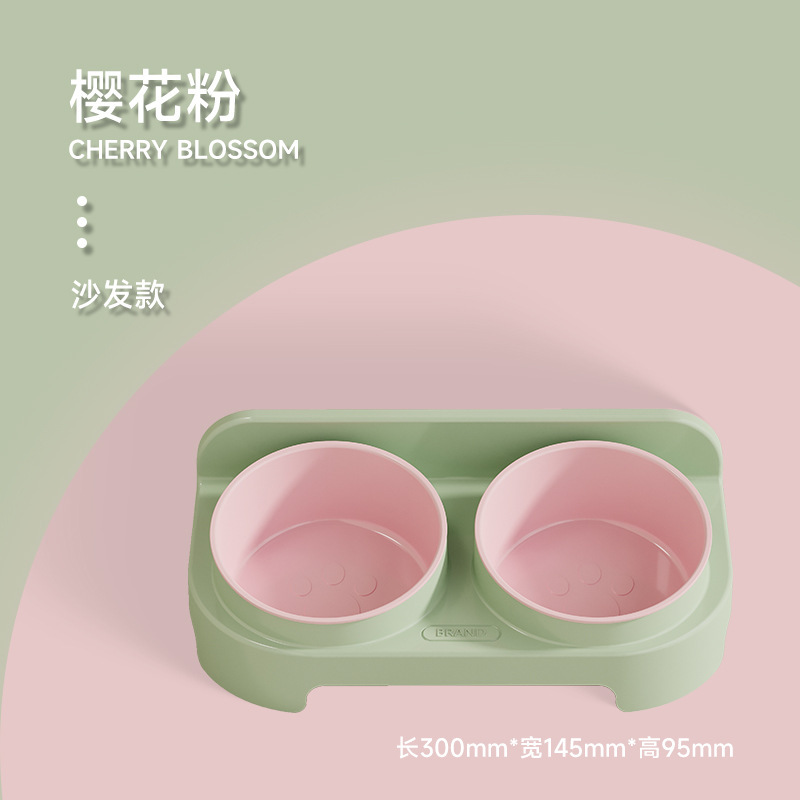 Tazón para gatos, protección del medio ambiente, lavabo para gatos, tazón de arroz para gatos, tazón doble, boca inclinada, tazón para perros, tazón de agua potable, tazón de alimentación, protección de la columna cervical, anti-volcado