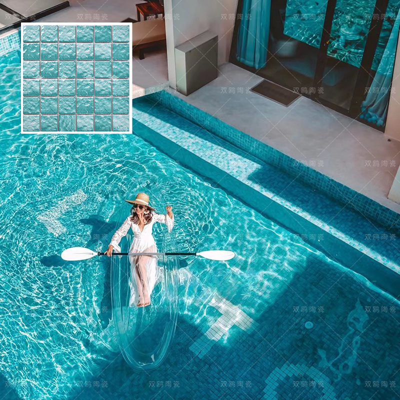 Double Seagull Water Ripple Ceramic Blue Green Design B&B Pool Bathroom Wall Floor Swimming Pool Mosaic Tiles