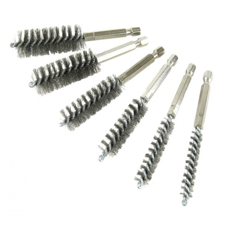 6 шт. щетка для пистолета, проволочная щетка для очистки труб размером 8, 10, 12, 15, 17 и 19 мм