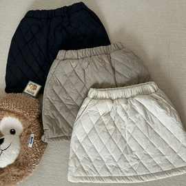 童装女童半身裙秋冬新款小女孩时尚菱格夹棉半裙宝宝短裙0056A035