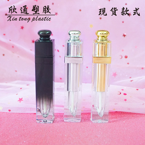 Wholesale lip glaze tube empty tube lip gloss tube spray gold and silver gradient black classic acrylic lip gloss tube