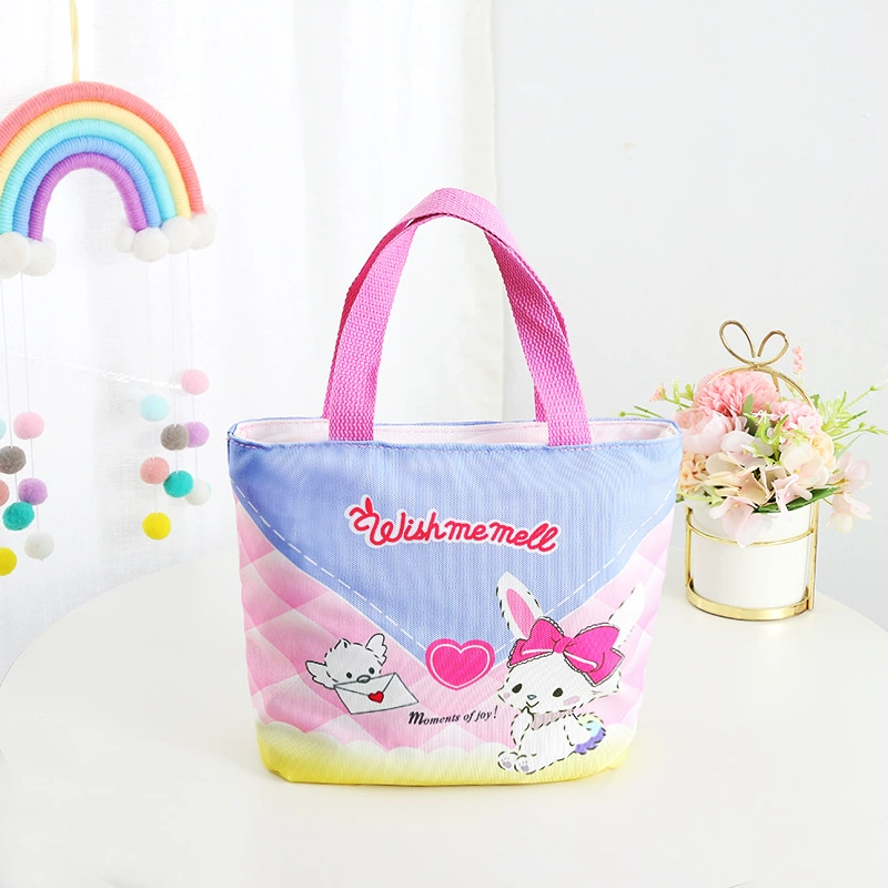 Cartoon linen bag, handheld lunch box bag, tableware for elementary school students, organizer bag, food bag