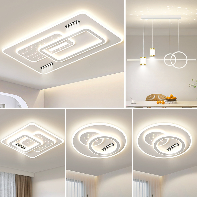 Eye-friendly and elegant living room main light, dining room and bedroom light, modern minimalist LED ceiling light, whole house lighting package.