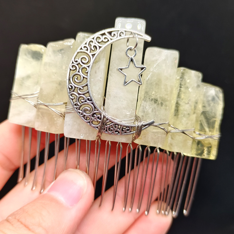 Retro Star Moon Natural Crystal Handmade Hair Combs display picture 4
