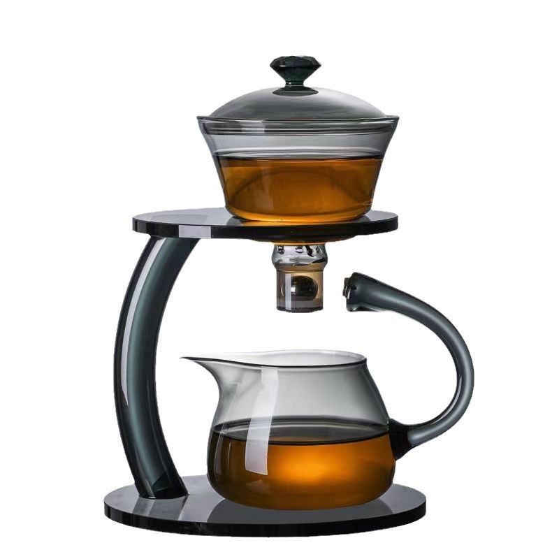 珍珠棉包装懒人茶具磁吸感应冲茶器耐热烟灰高硼硅玻璃泡茶壶|undefined