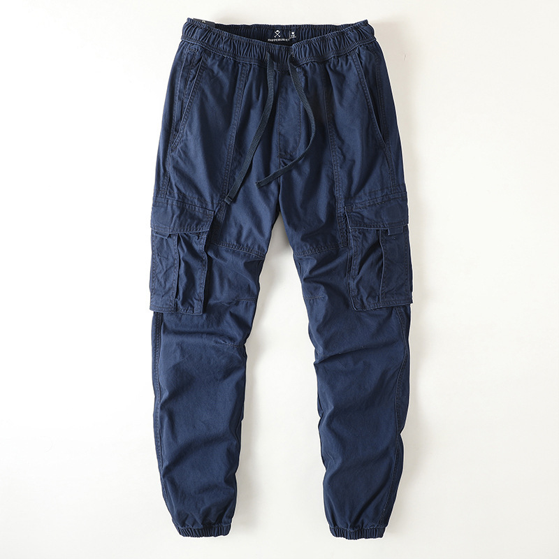 American retro new men's casual overalls pants plus size multi-pocket loose thick jogging overalls wholesale